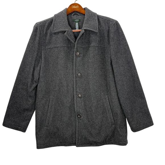 J Crew Mens Size M University Car Coat Wool Blend Gray Thinsulate Preppy Classic - Picture 1 of 11